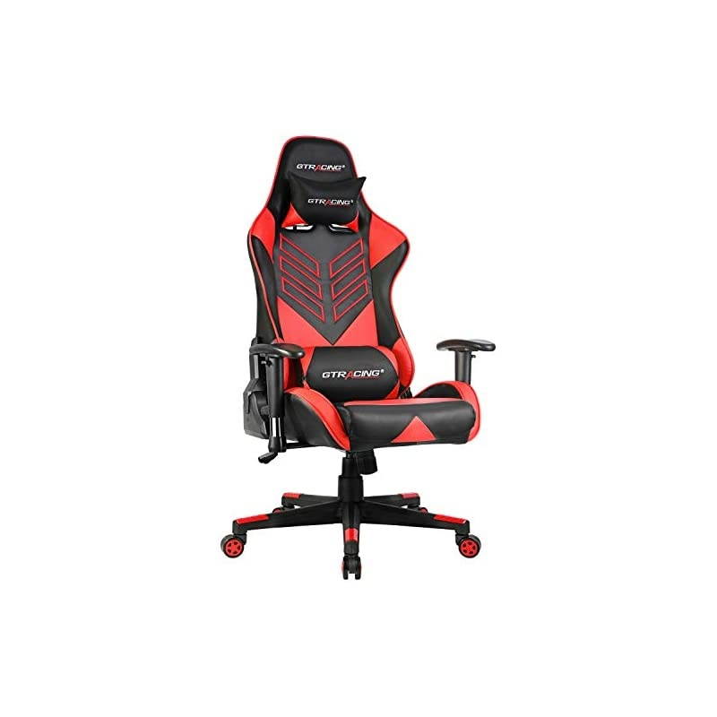 Chair Racing Office Chair Pu Leather High Back Computer Desk Chair Ergonomic Swivel Chair with Headrest and Lumbar Support Blue