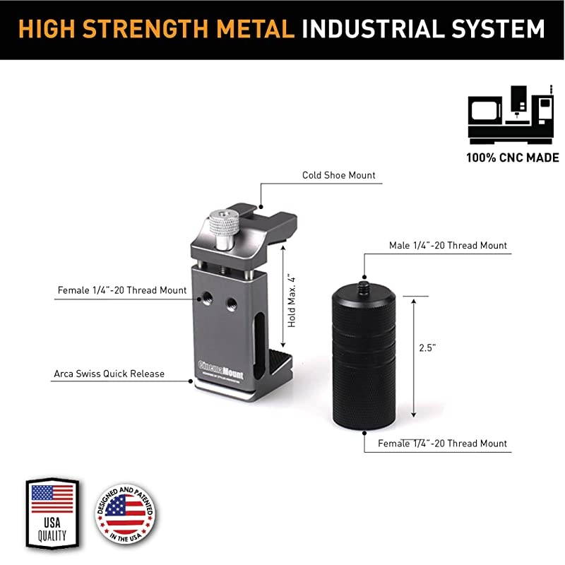 Mount Mini Smartphone Rig & Aluminum Alloy Grip Handle, Cell Phone Tripod Adapter, Standard Cold Shoe Mount, Tripod Mount, Fit Arca Swiss Compatible with iPhone 11 12 Pro Max