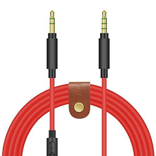 Geekria QuickFit Audio Cable with Mic for SONY MDR-XB950BT, XB650BT, WH-XB900N, WH-H900N, WH-H800 Headphones Cable, 3.5mm Replacement Stereo Cord with Microphone and Volume Control (Red 5.6FT)