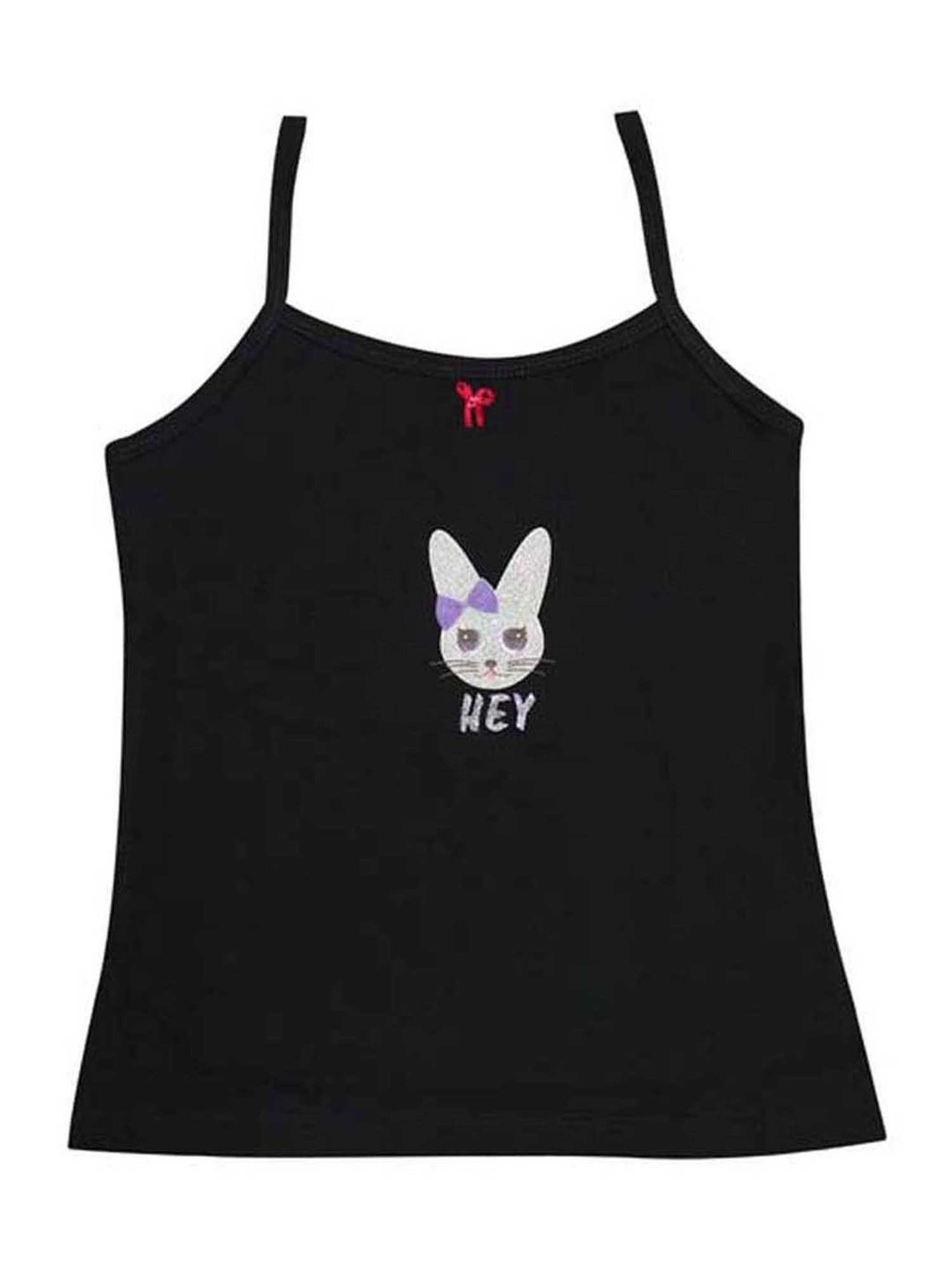 Tiny Bugs Kids Black Cotton Camisoles - Pack of 3