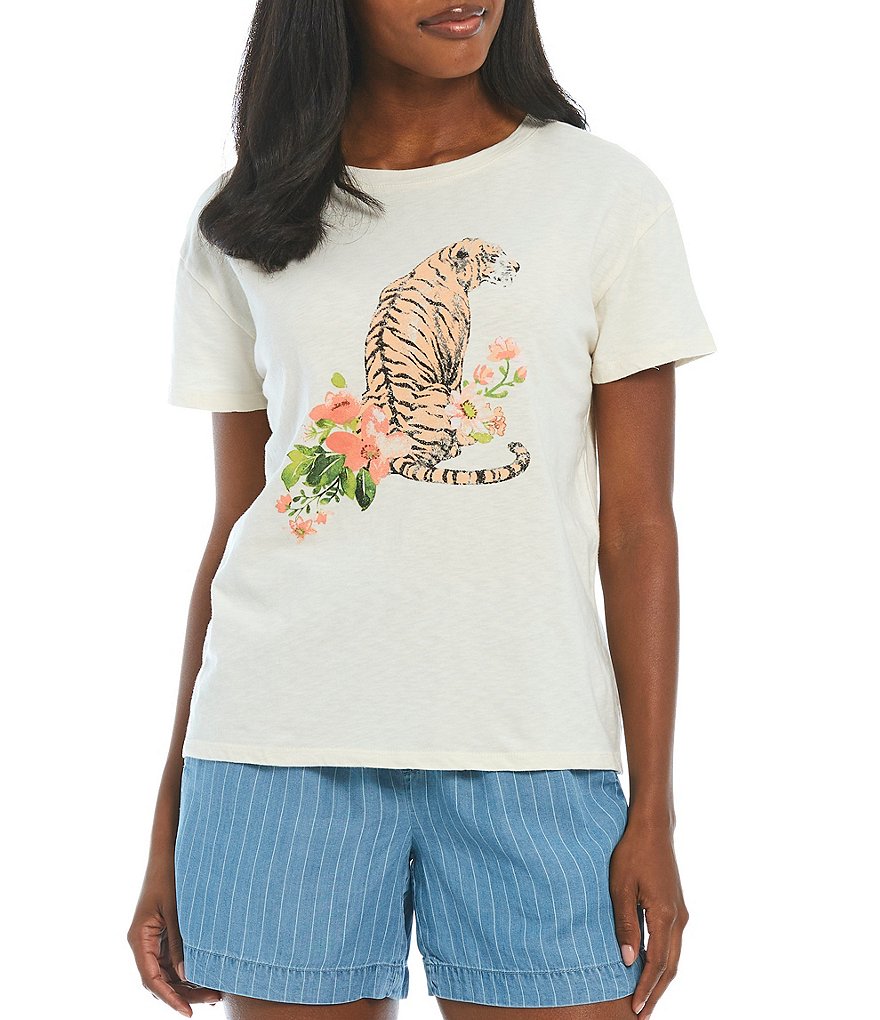 Westbound Tiger Floral Short Sleeve Weekend Graphic Tee