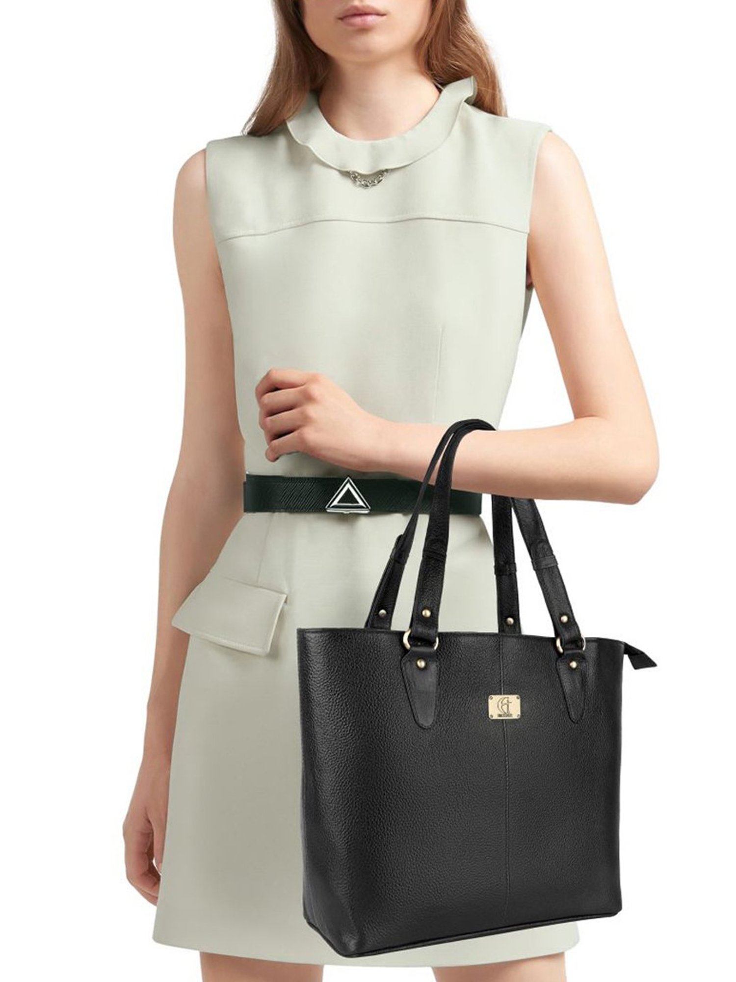 HiLEDER Black Solid Large Tote Handbag