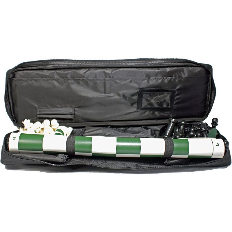 WE Games Complete Tournament Chess Set, Triple Weighted Chess Pieces with Green Roll-up Chess Board and Travel Canvas Bag