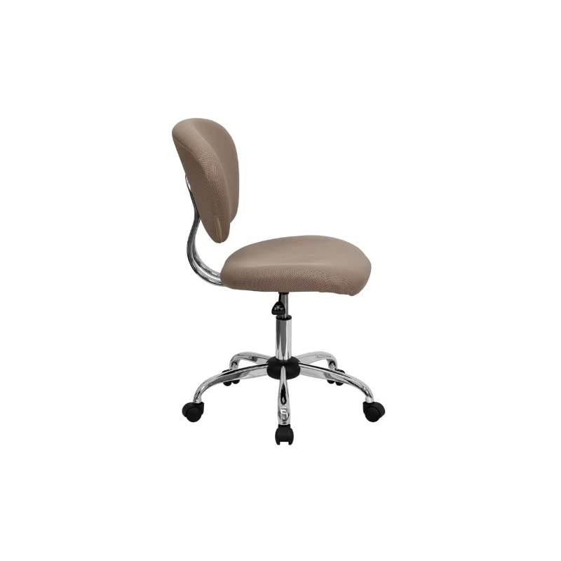 Mid-Back Coffee Brown Mesh Padded Swivel Task Office Chair with Chrome Base