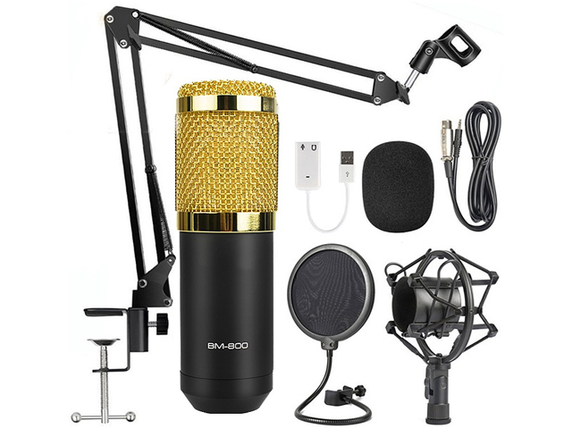 gold--BM800 Professional Suspension Microphone Kit Studio Live Stream Broadcasting Recording Condenser Microphone Set