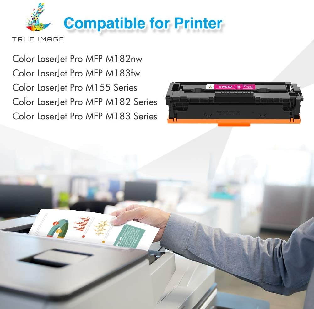 True Image Compatible Toner Replacement for HP 215A HP Color Laserjet Pro MFP M182nw M183fw M155 W2310A W2311A W2312A W2313A Series Toner (Black Cyan Yellow Magenta, 4-Pack)