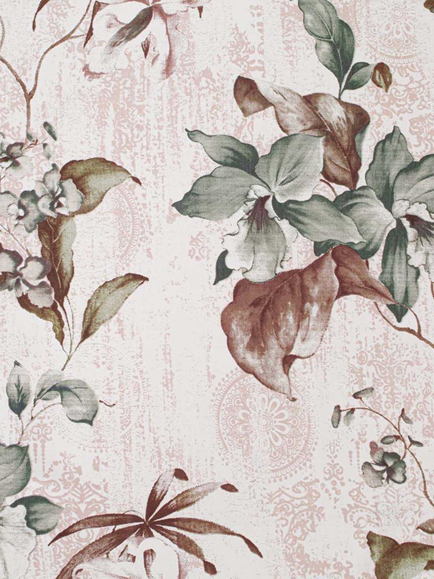 Swayam White, Brown & Green Cotton 210 TC, 1 Double Bedsheet With 2 Pillow Cover