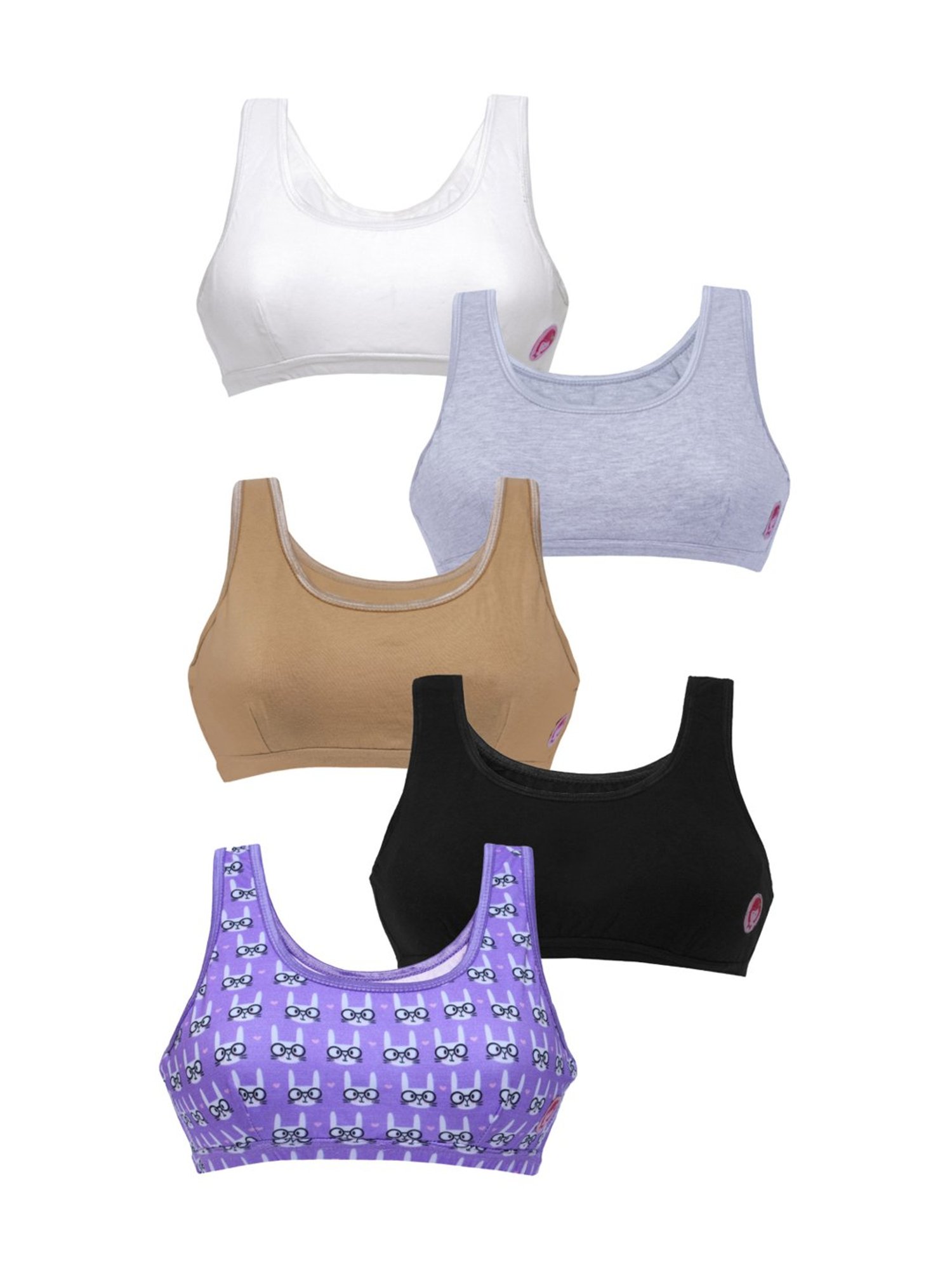 D'chica Kids Multi Cotton Printed Bras - Pack of 5
