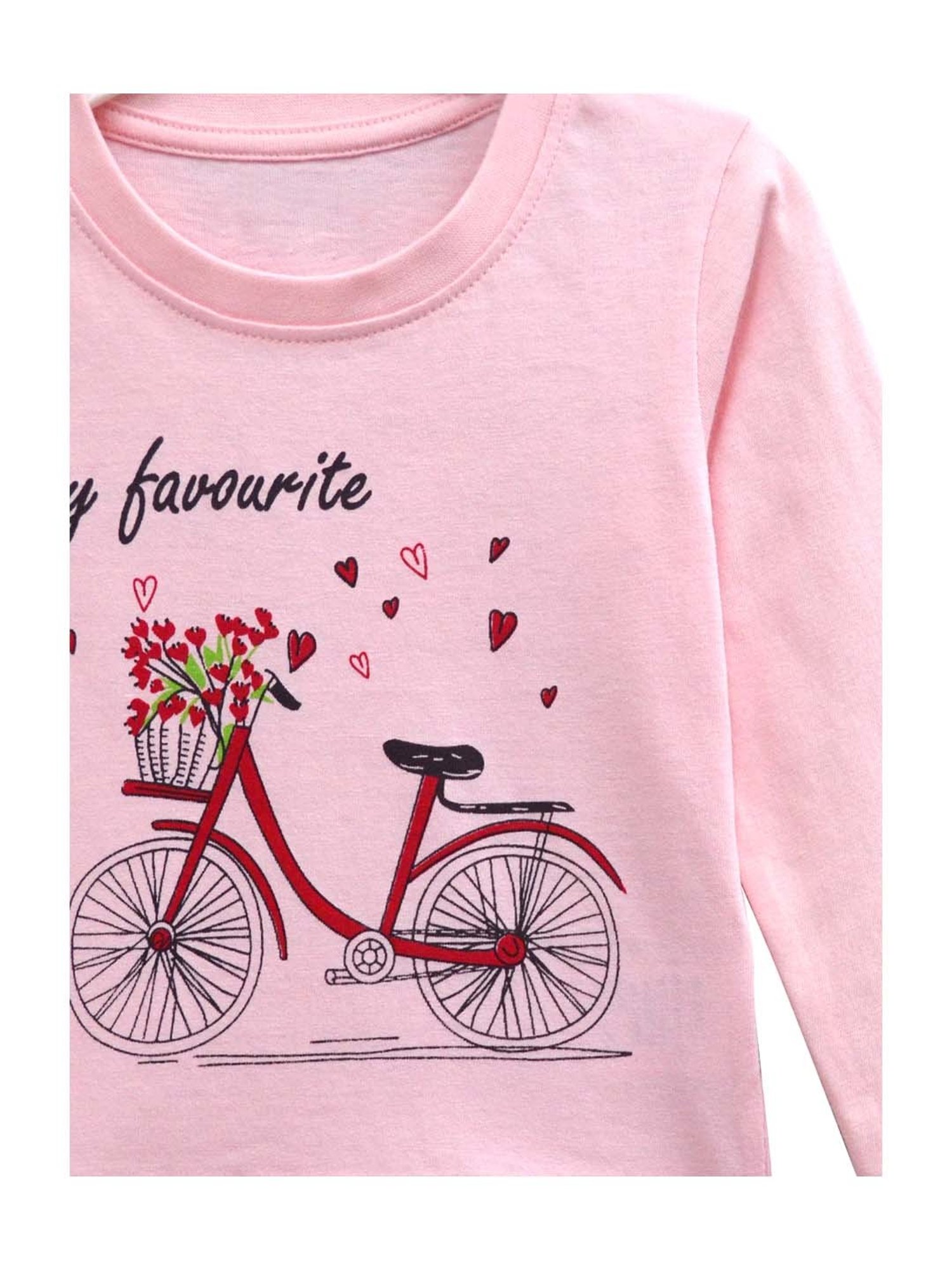 A.T.U.N. Kids Pink Cotton Printed Full Sleeves Tee