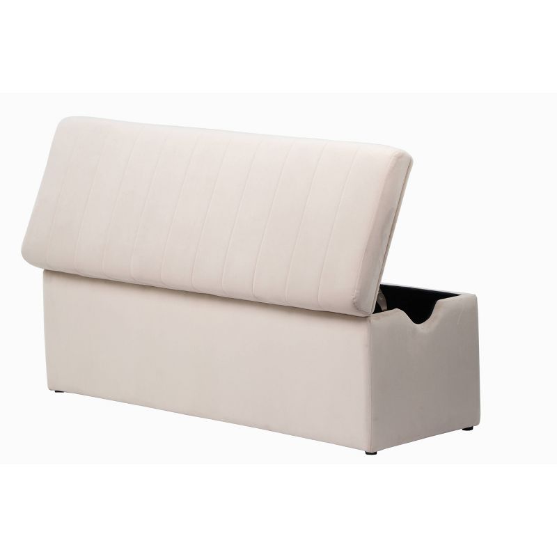 Cameron Lift Top Storage Bench Velvet Cream - ACEssentials