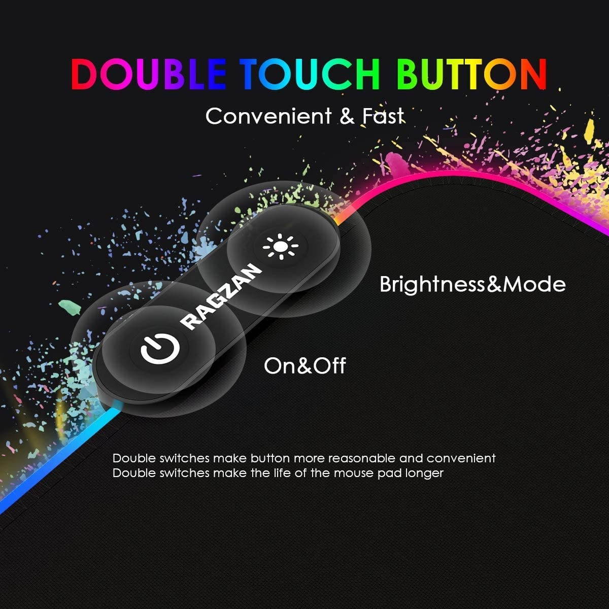 RAGZAN Large RGB Gaming Mouse Pad Led Extended XXL Soft Mousepad with 14 Lighting Mode Anti-Slip Rubber Base Computer Key Board Mouse Mat for PC Gamer/Laptop Gamer/Officer( 31.5&times11.8 inches)