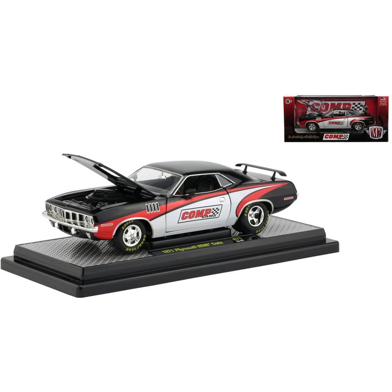 1971 Plymouth HEMI Barracuda "Comp Cams" Black w/White & Red Ltd Ed 5,880 pcs Worldwide 1/24 Diecast Car by M2 Machines