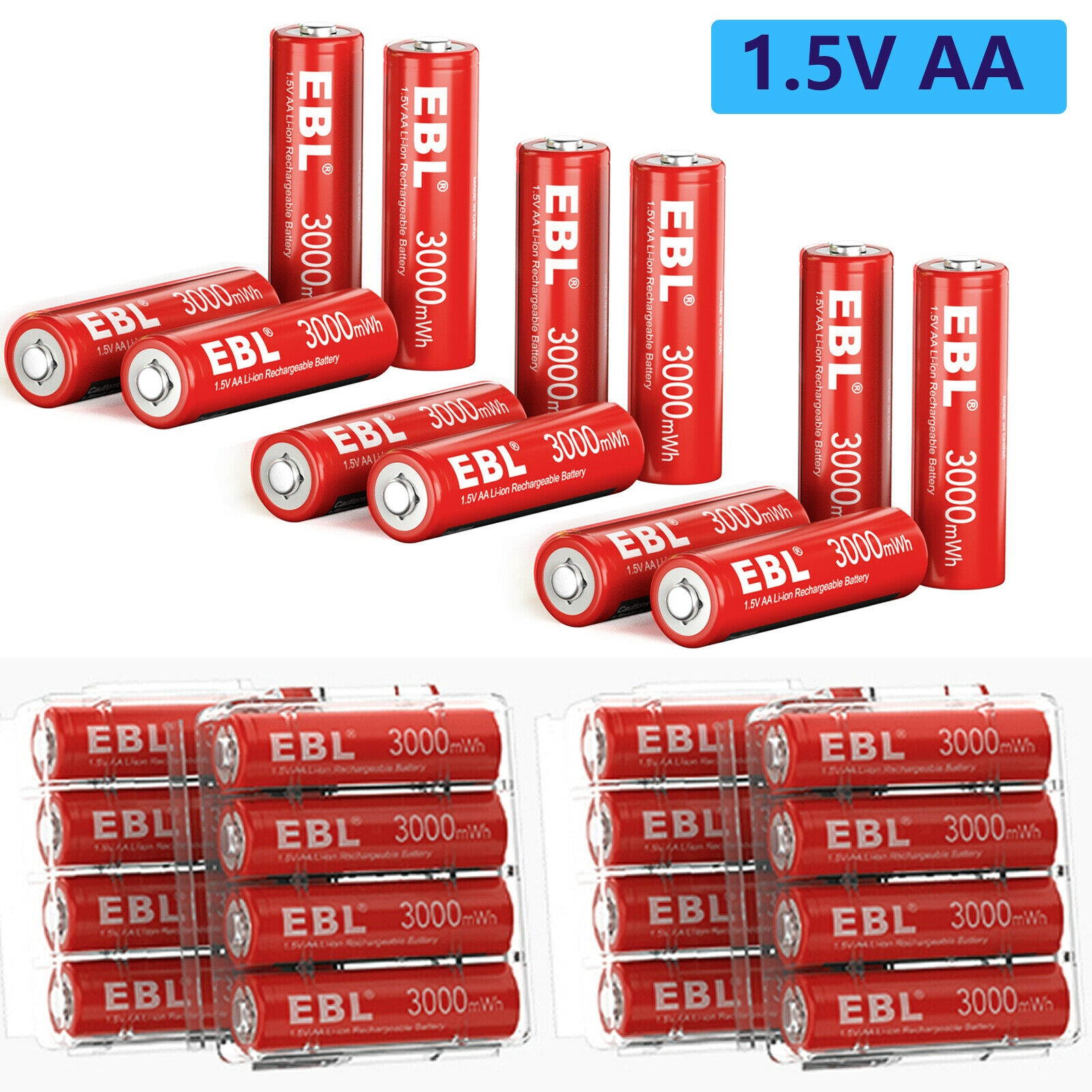 Lot   2000mah 1.5V Rechargeable AA Li-ion Batteries 3000mwh Batteries /Charger