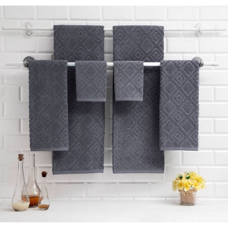 6pc LaRue Turkish Cotton Bath Towel Set Gray - Makroteks