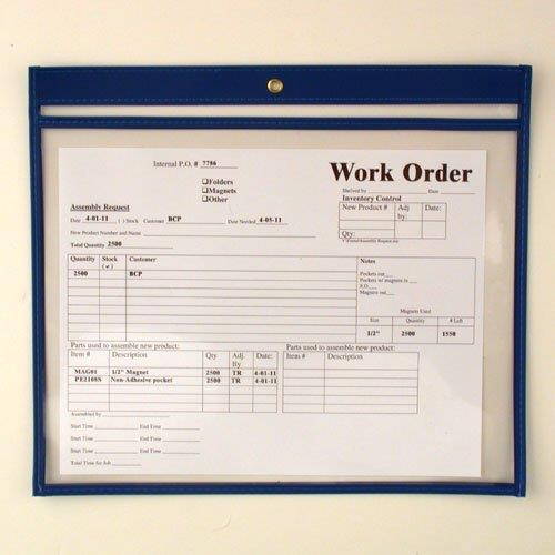 StoreSMART - Rigid Sewn Vinyl Plastic Pockets - Blue - 10 pack - 9 x 12 inches - Open Long Side - T85205L-B10