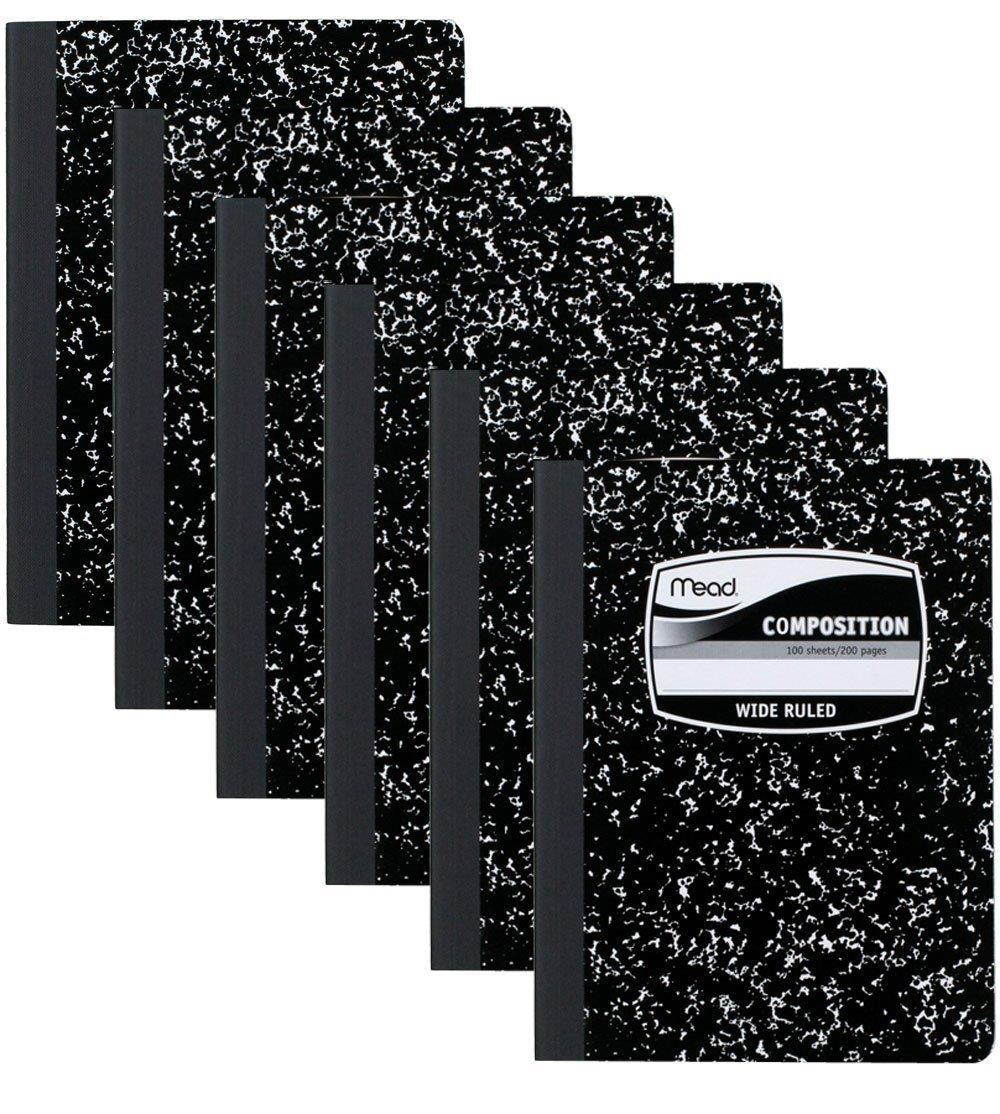 Mead Composition Notebook, Wide Ruled, 100 Sheets, 6 Pack (09910)