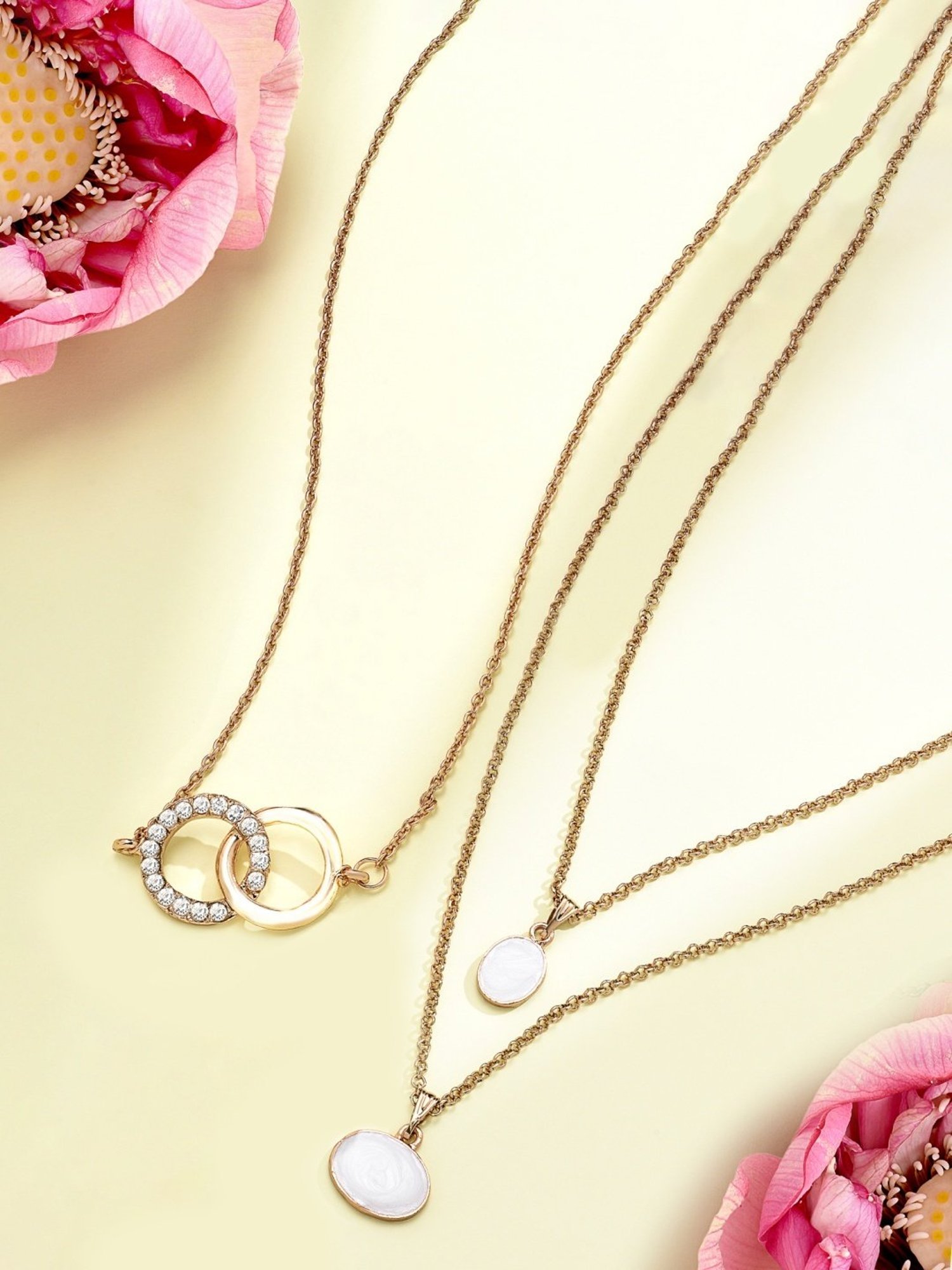 Zaveri Pearls Set of 2 Gold Tone Contemporary Chains -ZPFK15104