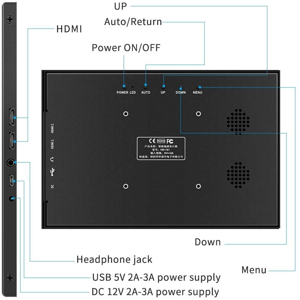 Portable Monitor 13.3 inch,Prechen Computer Display1920x1080 USB Gaming Monitor with Dual HDMI Interfaces External Secondary Display for PC Mac Laptop Phone PS3 PS4 Xbox Dual Speakers Leather Case