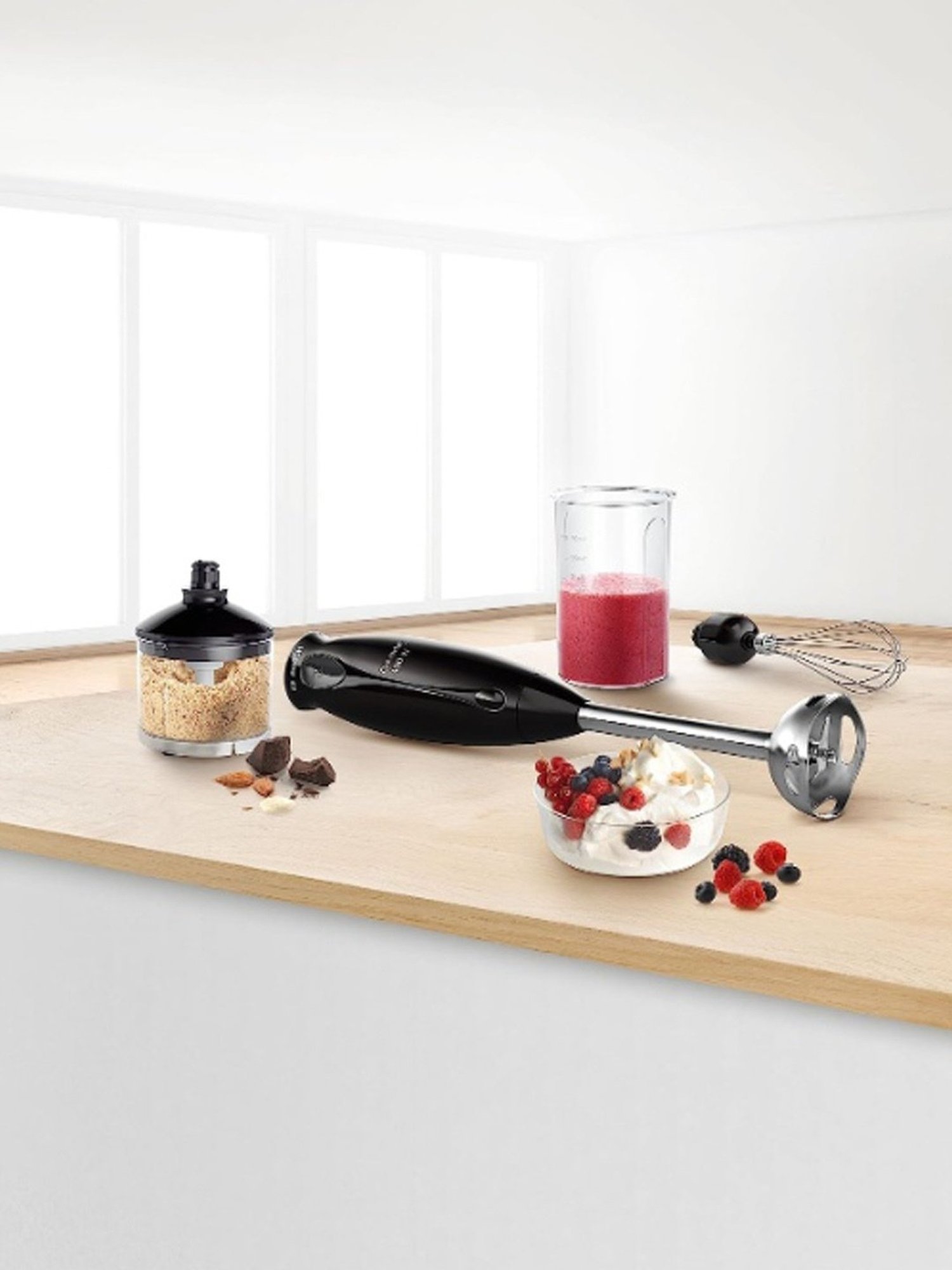 Bosch 400 Watts Steel Leg Hand Blender With Beaker, Chopper & Whisker (Black)