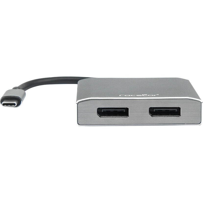 Rocstor Premium Usb-c To Dual Displayport Multi Monitor Adapter - 4k 60hz - Usb