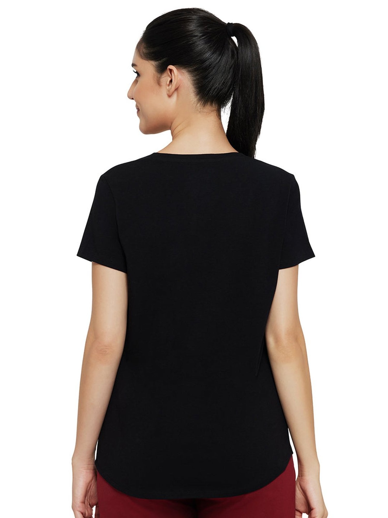 Amante Black Cotton Sports T-Shirt