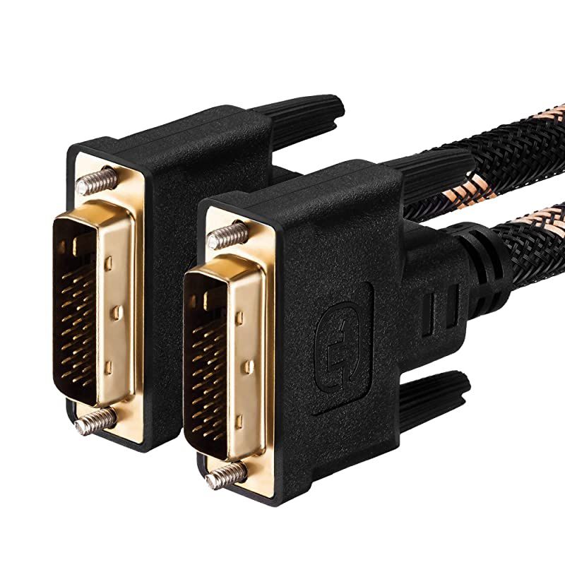Dual Link Cable 1M,Nylon Braided -D 24+1 Dual Link Male to Male Digital Video Cable Gold Plated with Ferrite Core Support 2560x1600 for Gaming, DVD, Laptop, HDTV and Projector (3 Ft/1M)