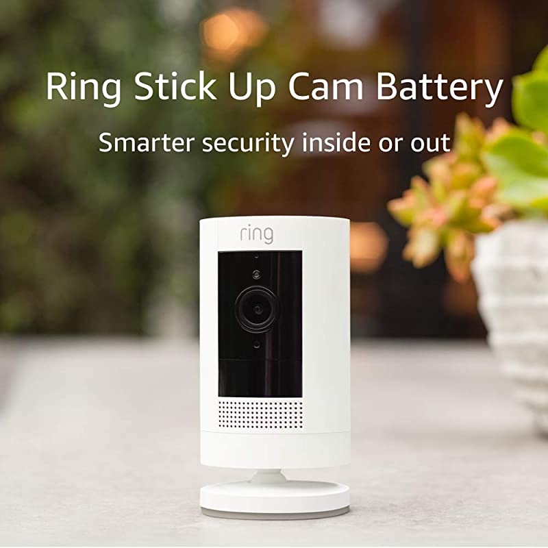 Stick Up Cam Battery HD security camera with custom privacy controls, Simple setup, Works with Alexa - White