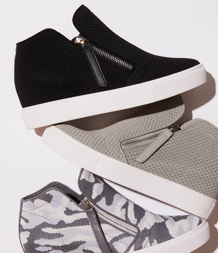 Donald Pliner Pelham Neoprene Mixed Leather Slip-On Wedge Sneakers