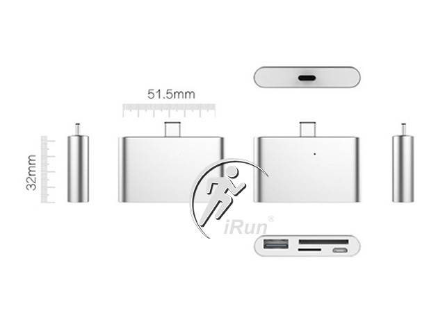 USB Type-C Memory Card Reader OTG Adapter, Multi-Functional Card Reader HUB Reversible Portable PD Charging for Apple MacBook, Huawei MateBook, Xiaomi Tablet 2 (Silver)