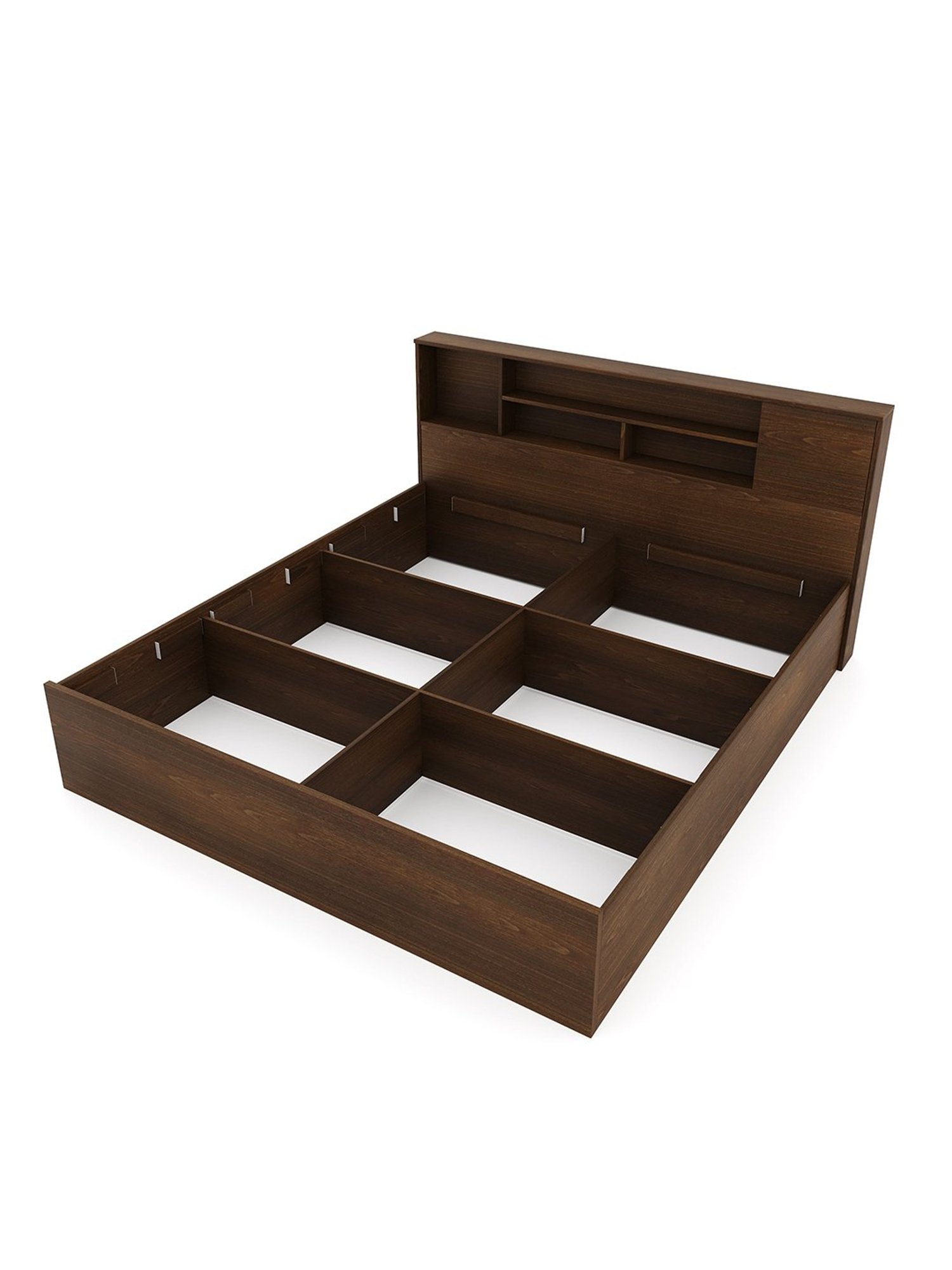 Nilkamal Mozart Walnut Brown Engineered Wood King Bed with Storage