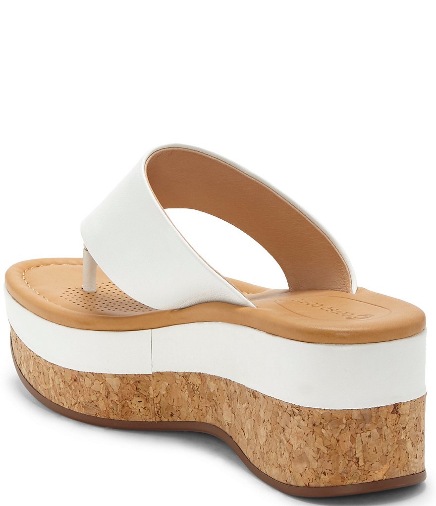 CC Corso Como Arowin Leather Thong Cork Platform Wedge Sandals