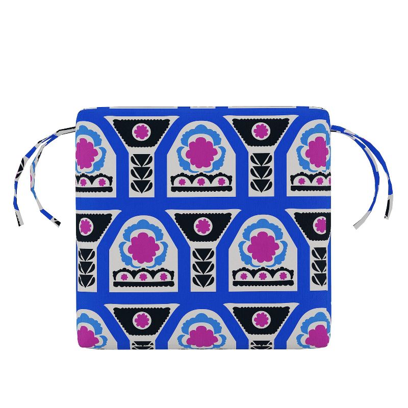 18" x 18" Outdoor Seat Cushion Suzani Stripe Cobalt - Skyline Furniture