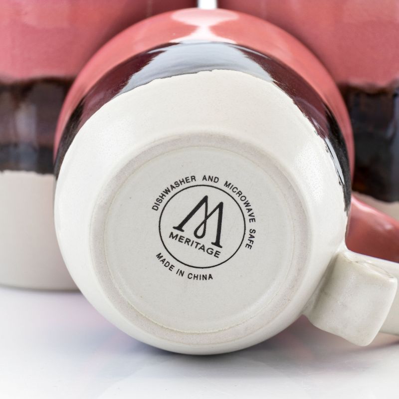 Meritage Twist 4 Piece 17 Ounce Round Stoneware Cup Set in Red