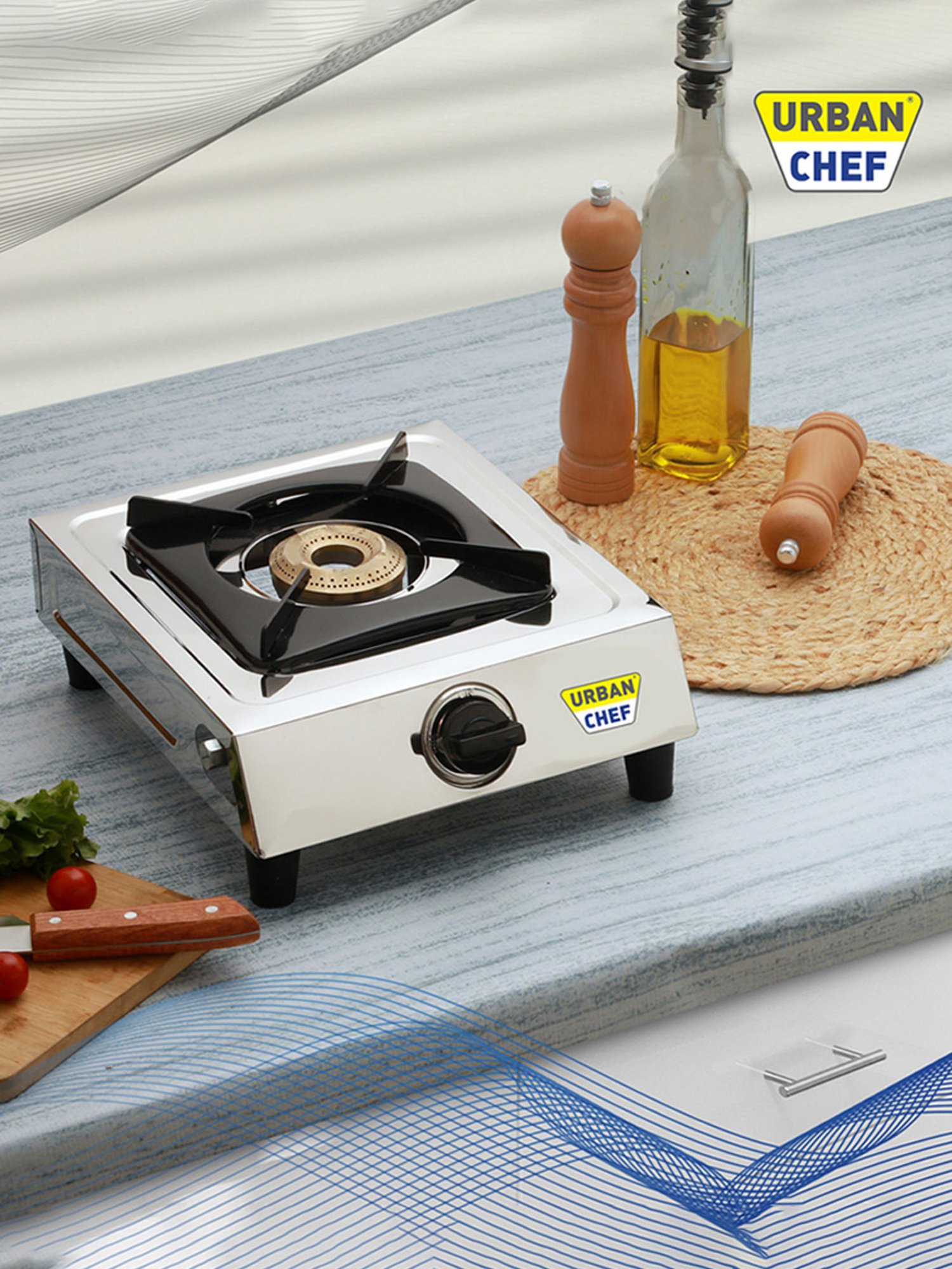 Urban Chef Gas Stove with Single Burner ( Silver/Black )