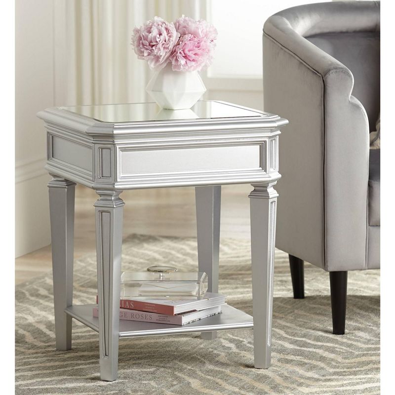 55 Downing Street Aurora 20" Wide Mirrored and Silver Traditional Side Table