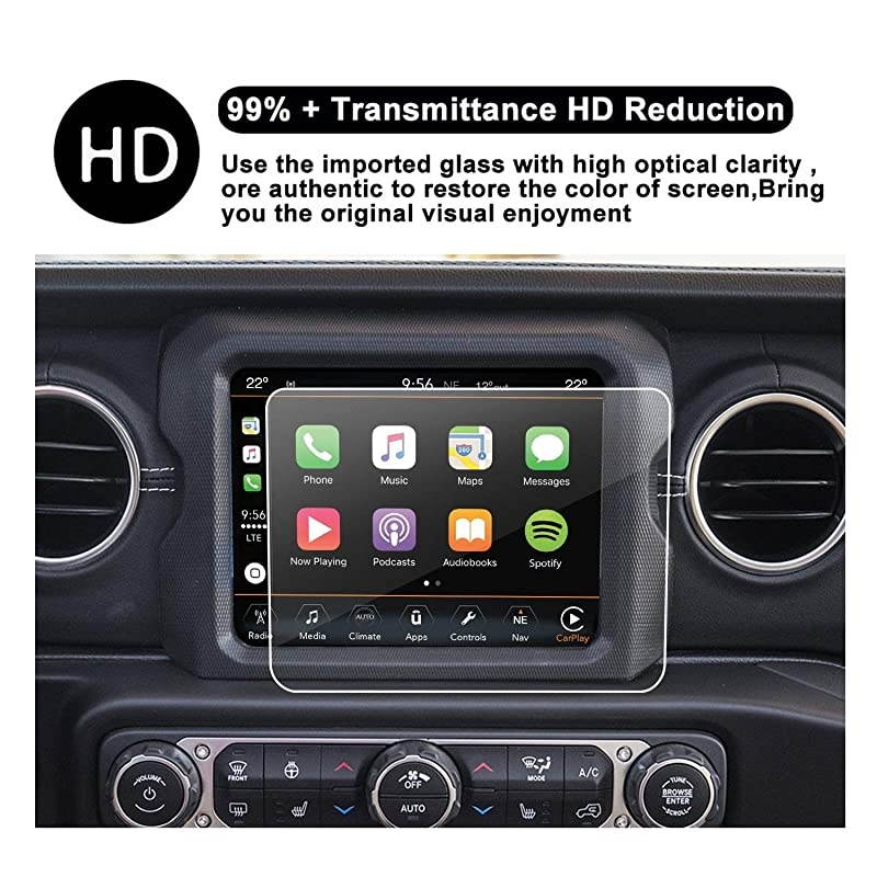 Premium Screen Protector Compatible with 2020 Jeep Gladiator Uconnect 8.4 Inch Touch Screen Anti Glare Scratch Fingerprint Navigation Protection Tempered Glass