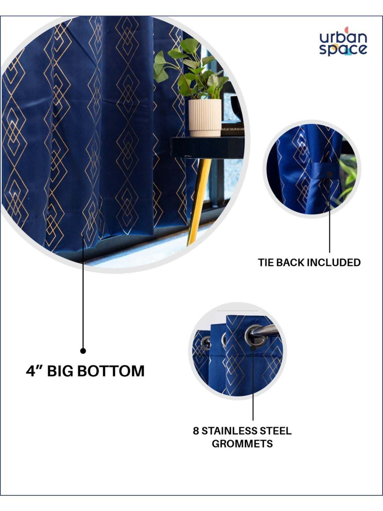 Swayam Brown Paisley J&B Blackout Eyelet Door Curtain - Single Piece (7 Ft)