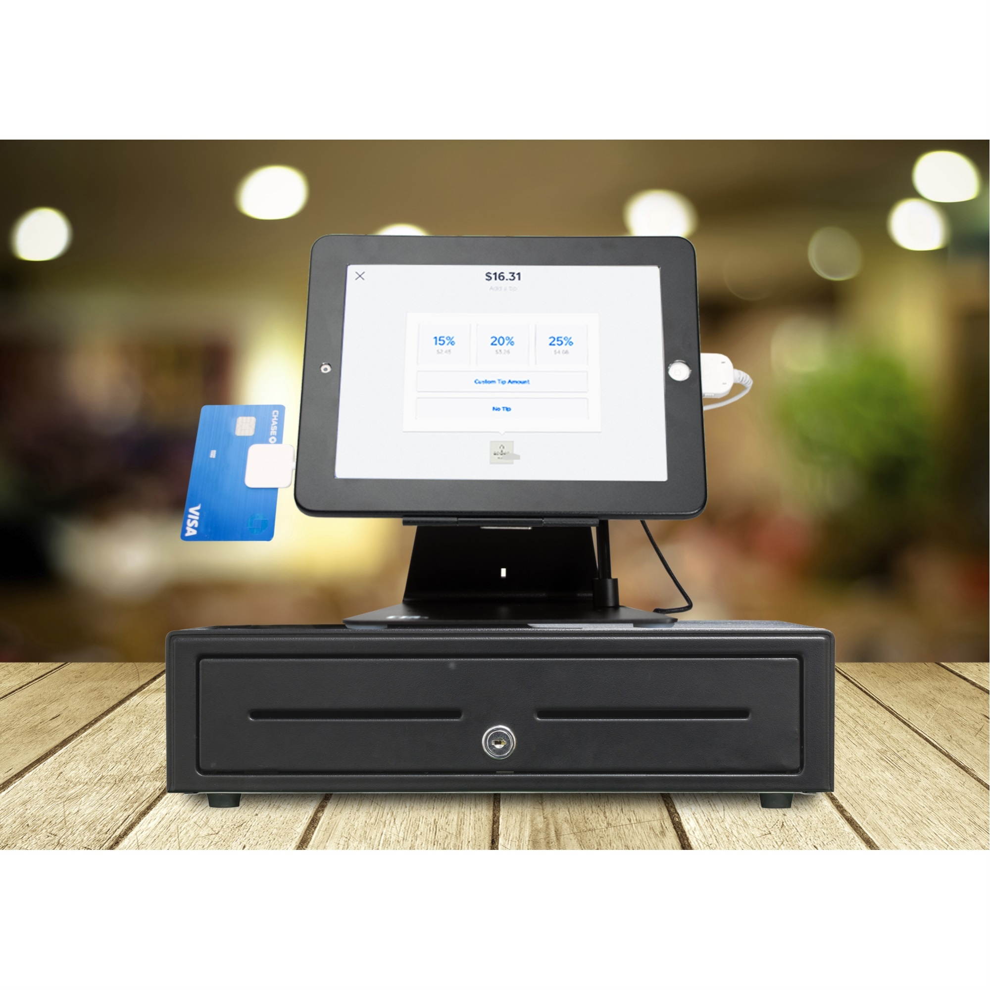 Cta Digital Desktop Anti-Theft Stand Ipad Black Case Rotates 360 Degrees