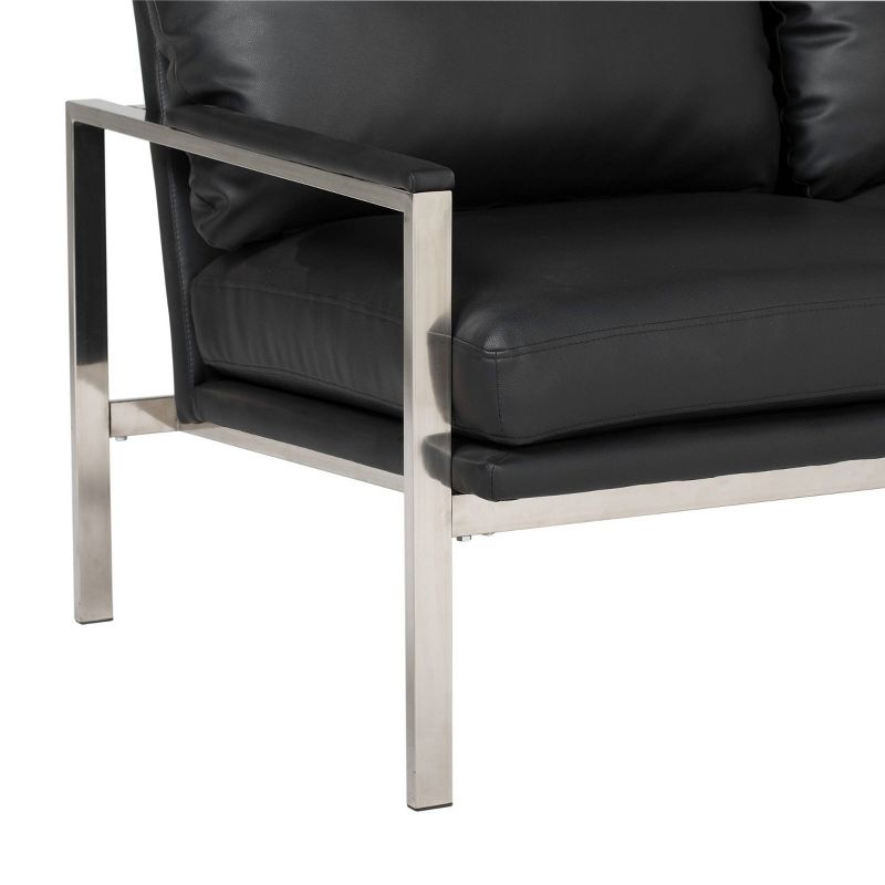 Lintel Leather Loveseat Chrome/Black - Studio Designs Home