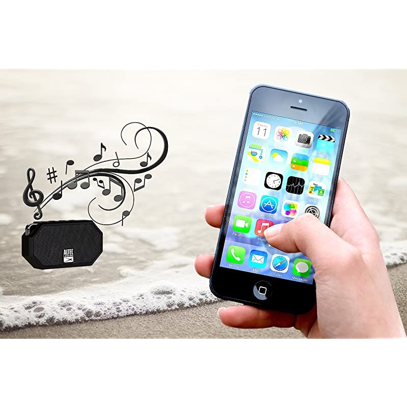 Mini H2O Wireless Bluetooth Waterproof Speaker Floating IP67 Portable Speaker Strong Bass Rich Stereo System Microphone 30 ft Range Lightweight 6Hour Battery Black