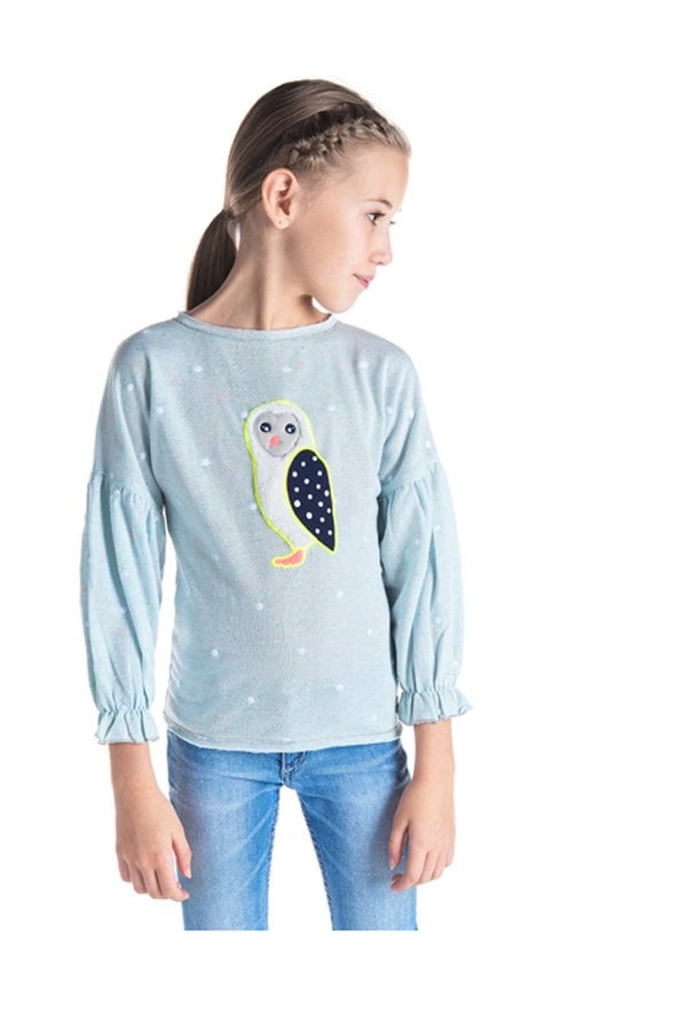 Cherry Crumble By Nitt Hyman Kids Light Blue Applique Top