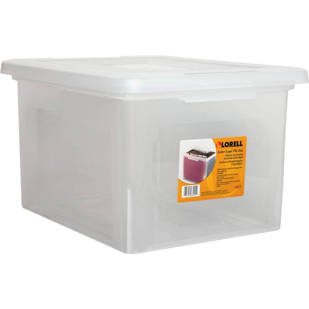 Lorell 68925 Letter/Legal Plastic File Box Stackable - 14.2" Width x 18" Depth x 10.8" Height - Plastic - Clear - File - 1 Each