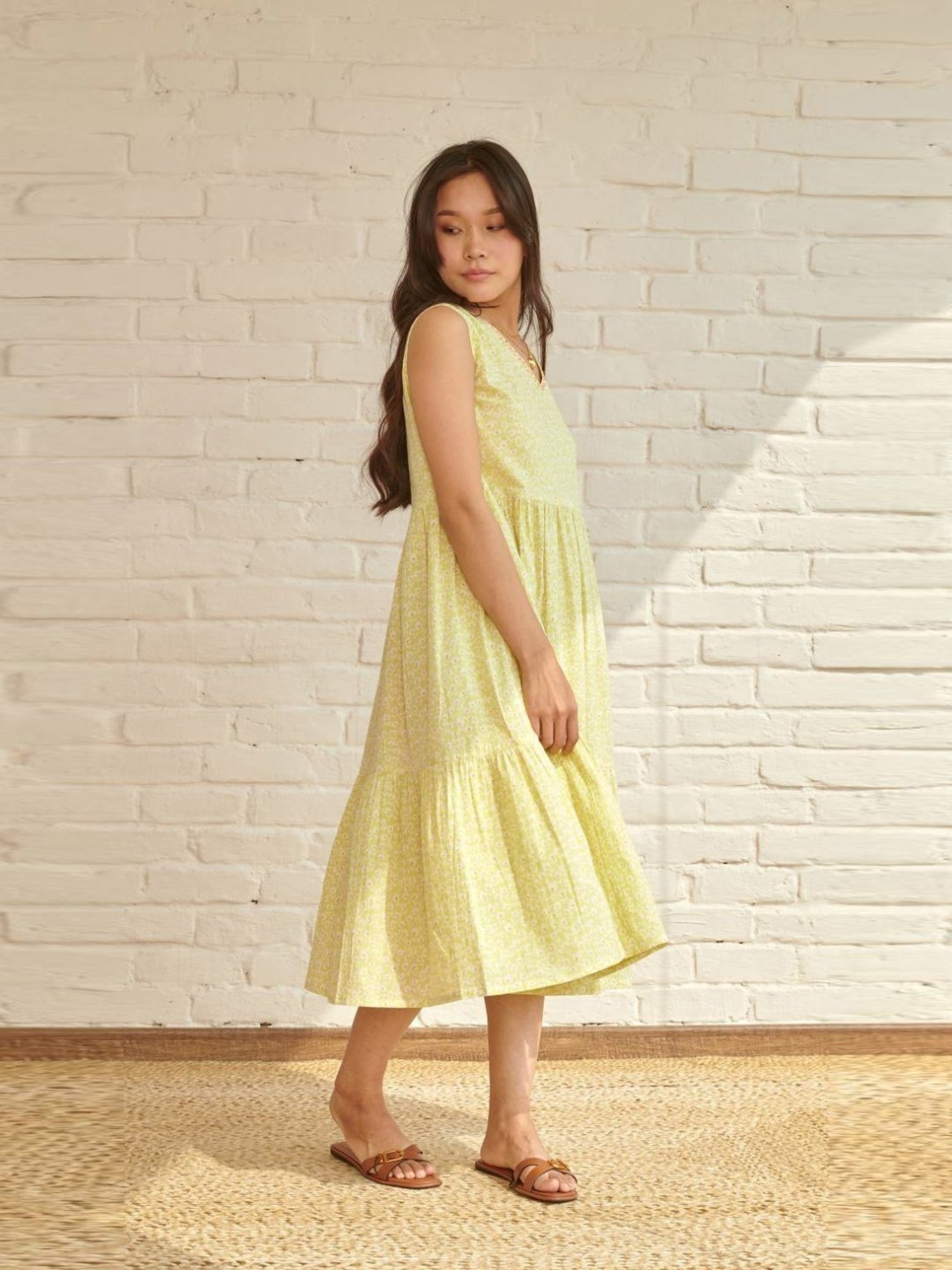 Prakriti Jaipur Green Flora Midi Dress