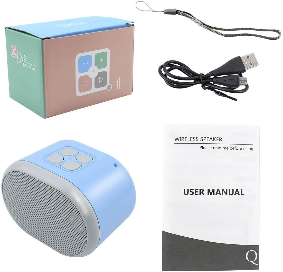 Bluetooth Speaker, Suliper Portable Wireless Bluetooth Speakers Q1 with High-Def Stereo Sound with HD Sound/Bluetooth 5.0 / TF Card/FM AUX Support, Speaker for Home, Outdoors, Travel, School Blue