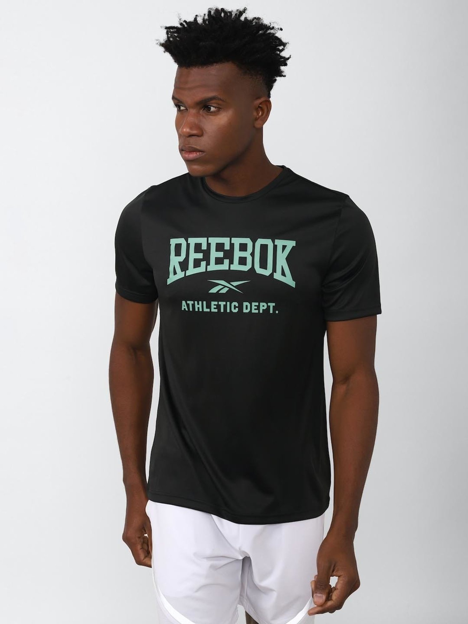 Reebok Black Slim Fit Printed T-Shirt
