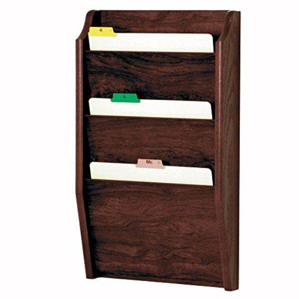 Wooden Mallet Home Office 3 Pocket Letter Size File Holder Wall Display Rack Furniture Medium Oak