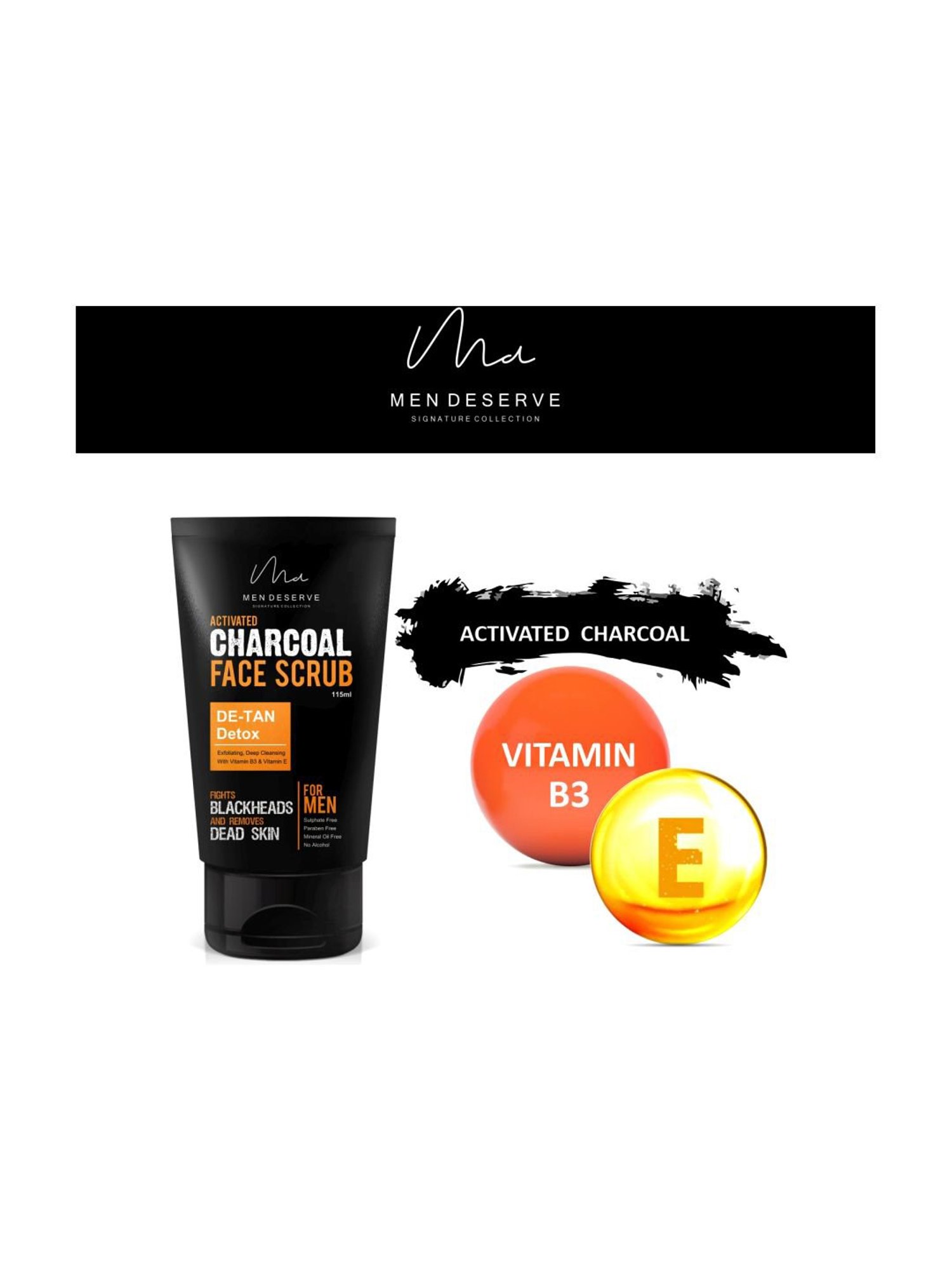 Men Deserve Activated Charcoal Face Scrub - 115 ml