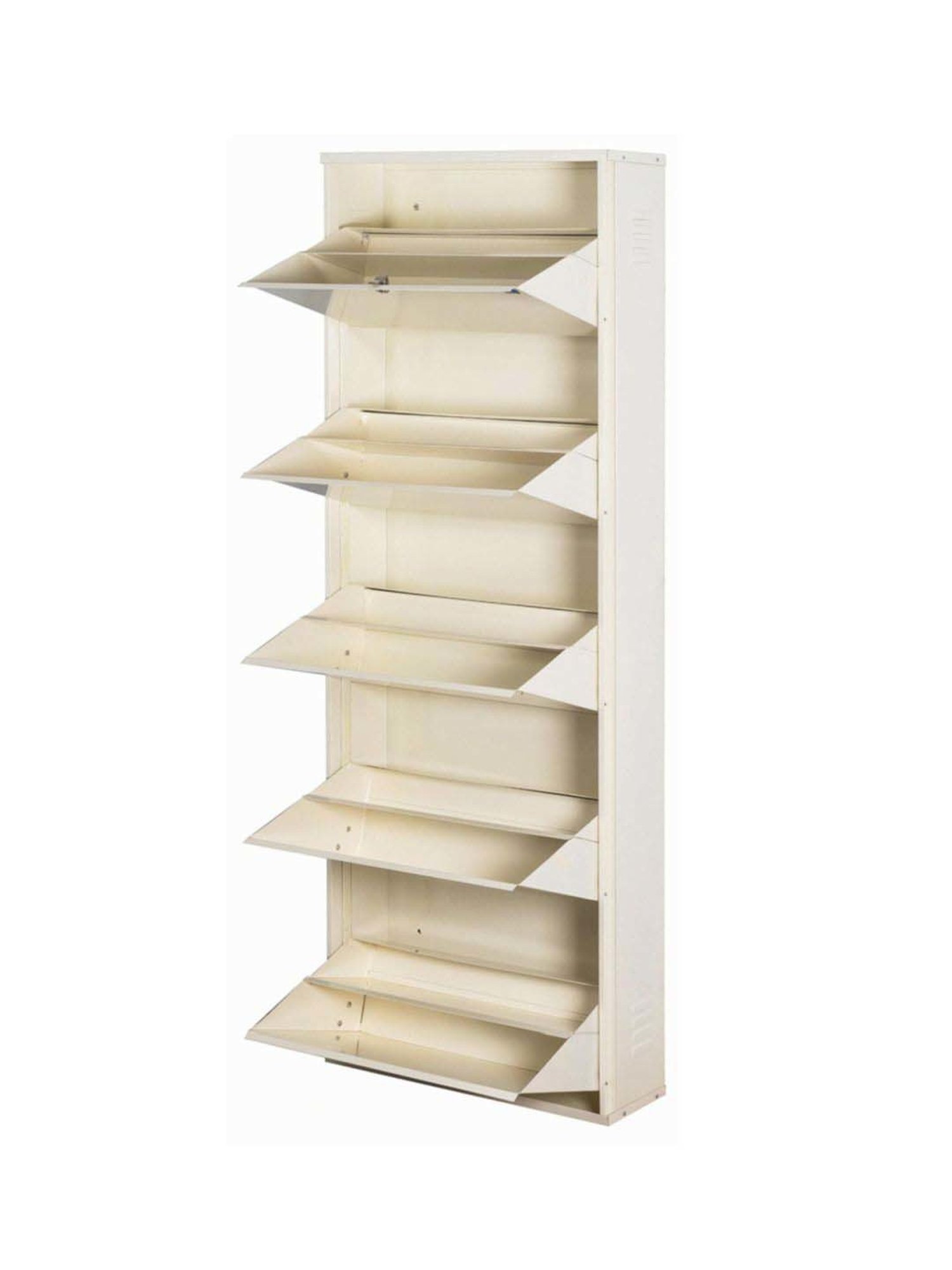 Delite Kom Metal Shoe Rack - 24" 10 Shelf, Double Decker, Ivory, PowderCoat, Wall Mount, DIY