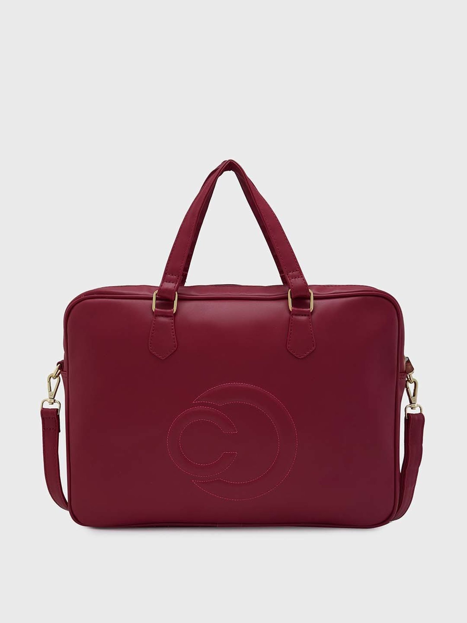 Caprese DORA Maroon Faux Leather Large Laptop Messenger Bag