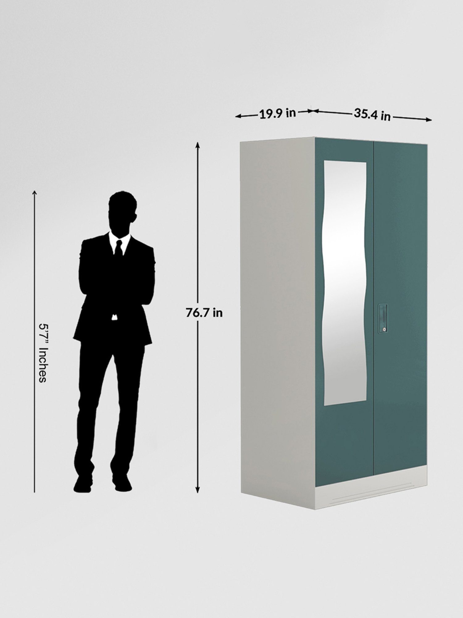Godrej Interio Slimline 2-Door Steel Almirah, Tex Sea Pine (1-Year Warranty, 1 Locker, 1 Drawer)